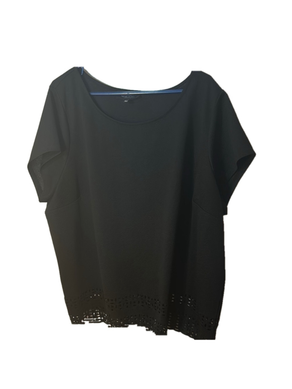 Michel studio collection Black Women's Top embroidered cut out hem size 4X